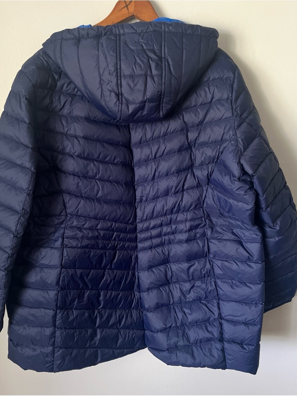 LANDS' END Women's Packable Hyperdry Down 800 Jacket Zip Hood Blue 1X 16-18W NWT - Picture 5 of 6